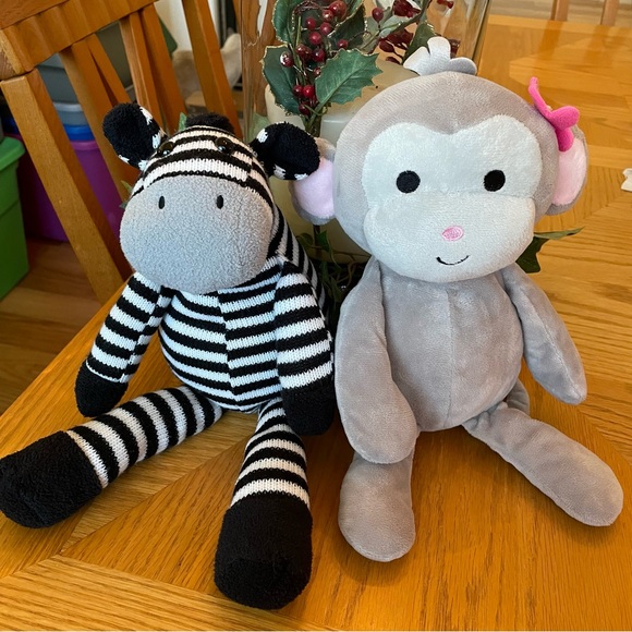 Other - Knit Zebra and Soft Monkey Plush